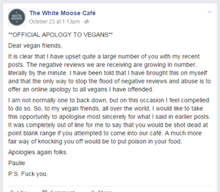 Illustration for article titled One Restaurant Owner Has Been Waging An Online War With Vegans For Two Months Now